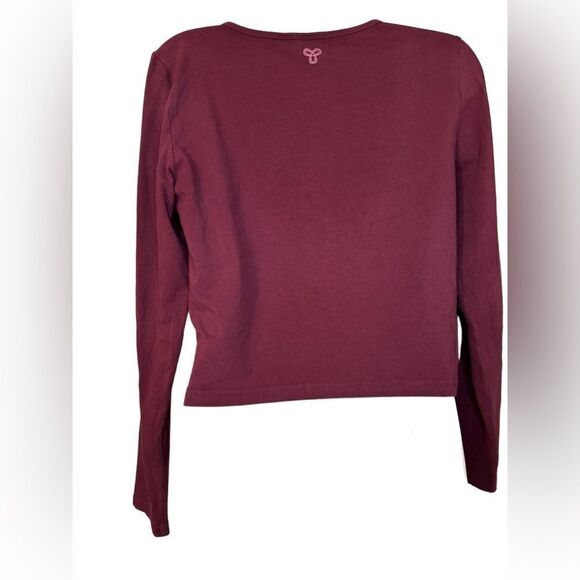 Aritzia TNA Long Sleeve Burgundy Crop Top - Picture 5 of 7